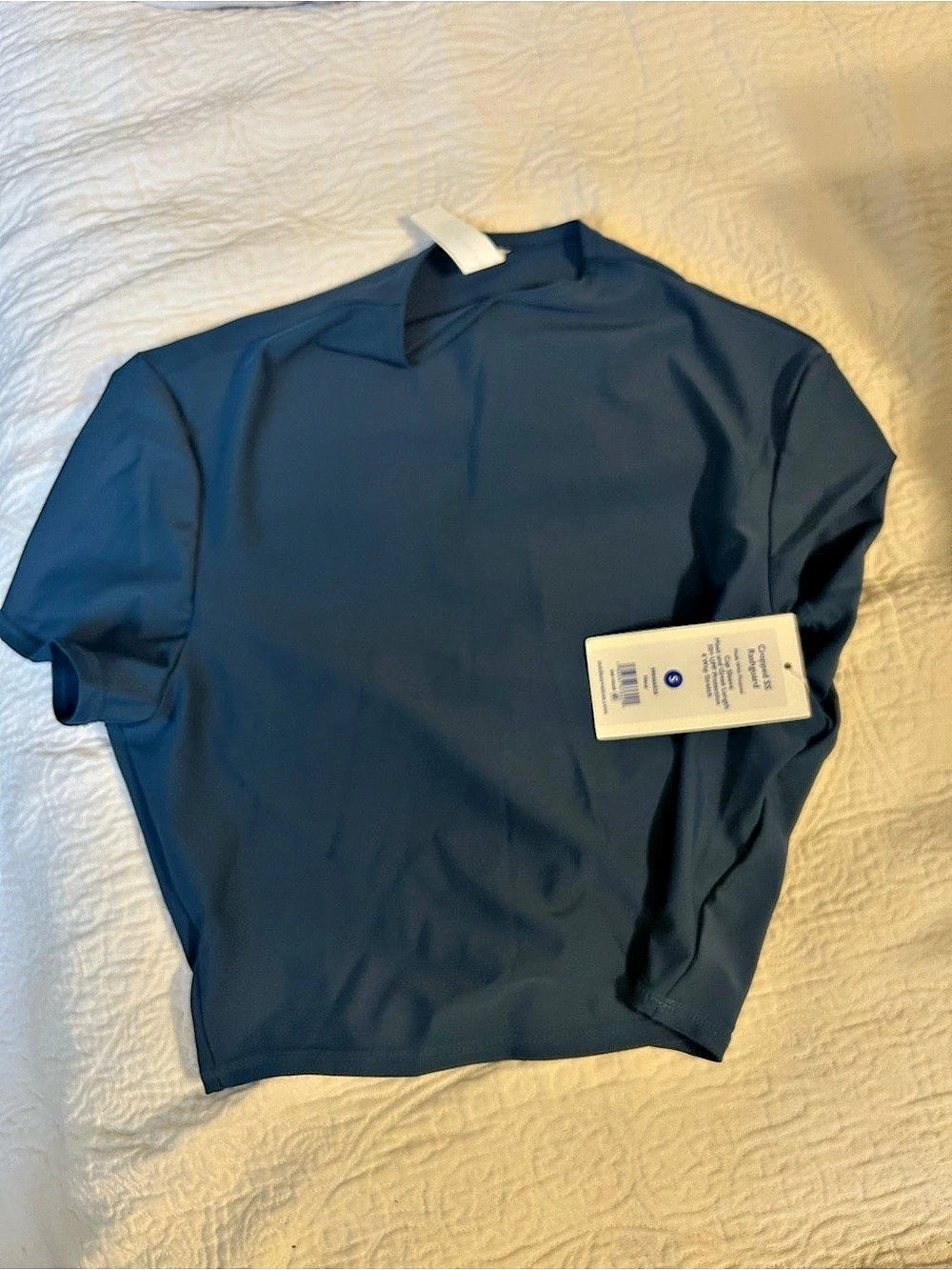 Outdoor Voices Cropped Short Sleeve Rashguard Blue Small NWT